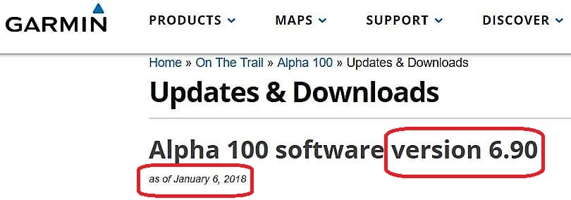 garmin software alpha 100