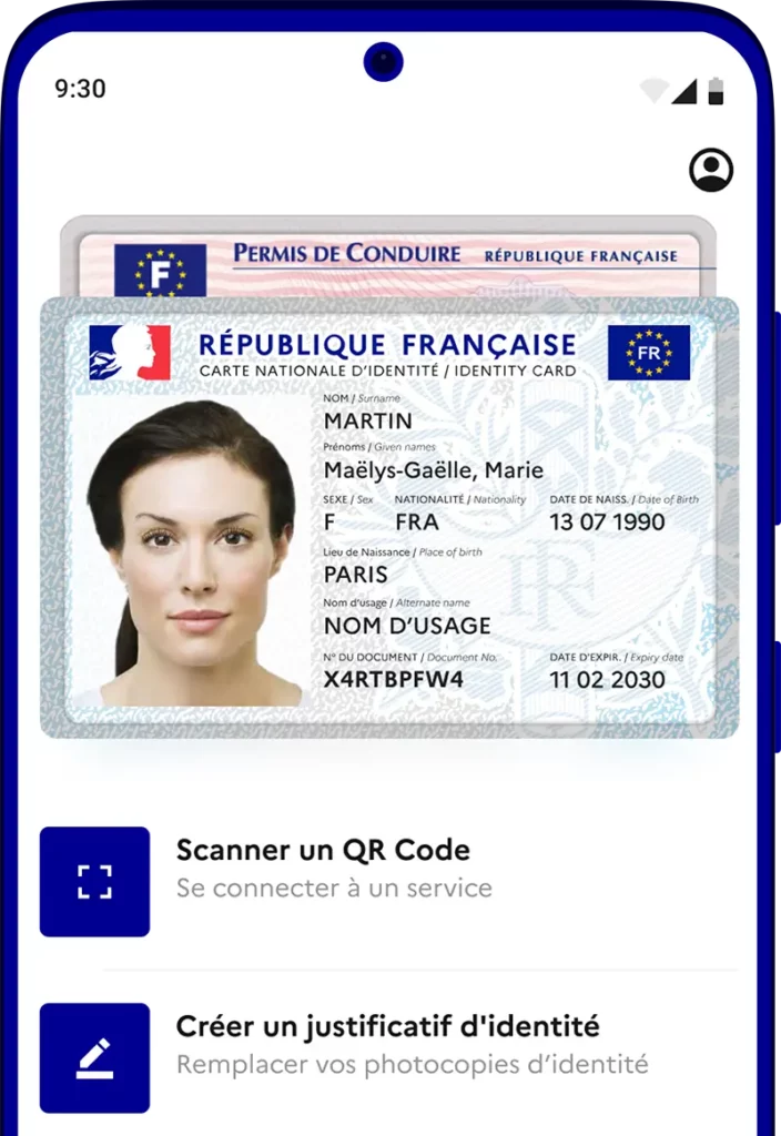 France identité : Application numérique de la carte d'identité et du permis de conduire.